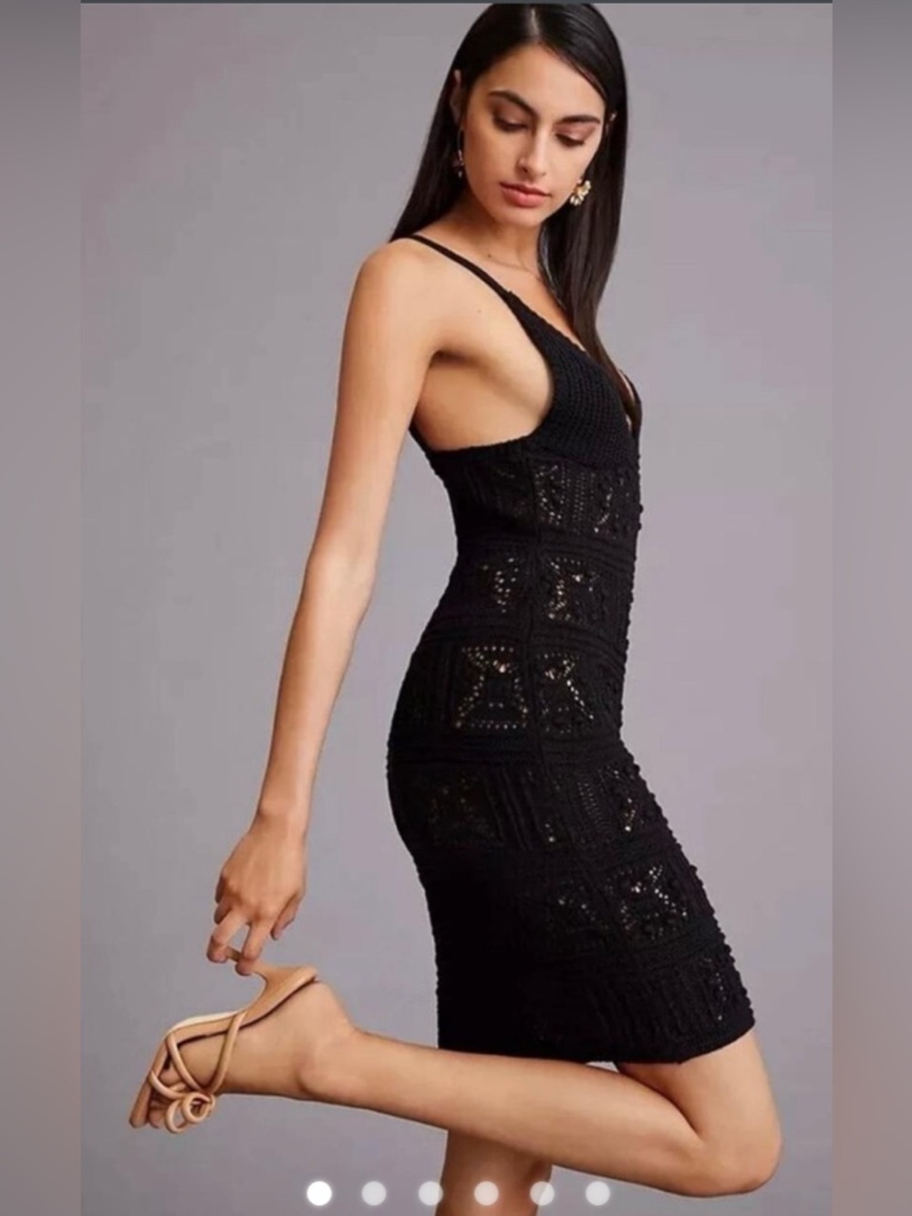 Anthropologie Black Crochet Midi Dress/ Cover Up - Picture 1 of 3